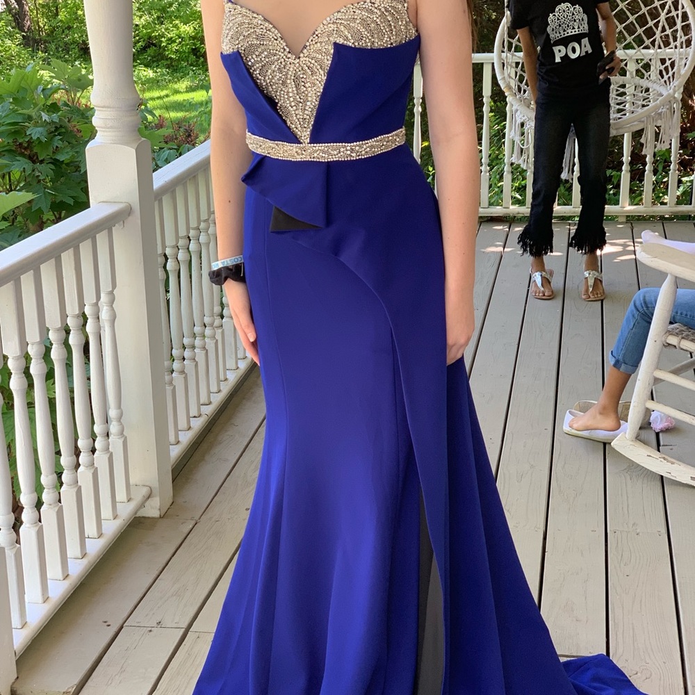 Royal blue prom pageant gown